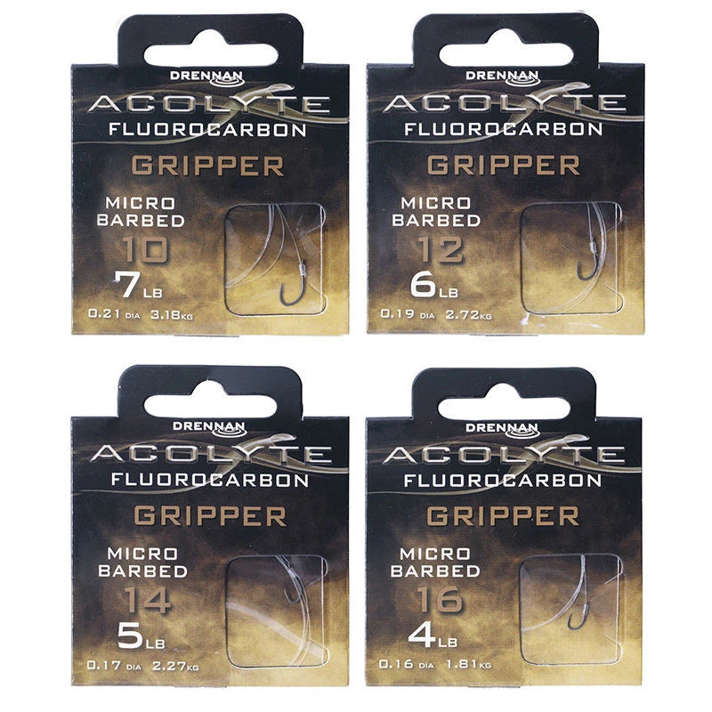 Drennan Hooks To Fluorocarbon Barbed Acolyte Gripper