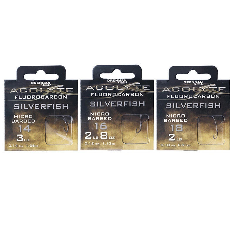 Drennan Hooks To Fluorocarbon Barbed Acolyte Silverfish