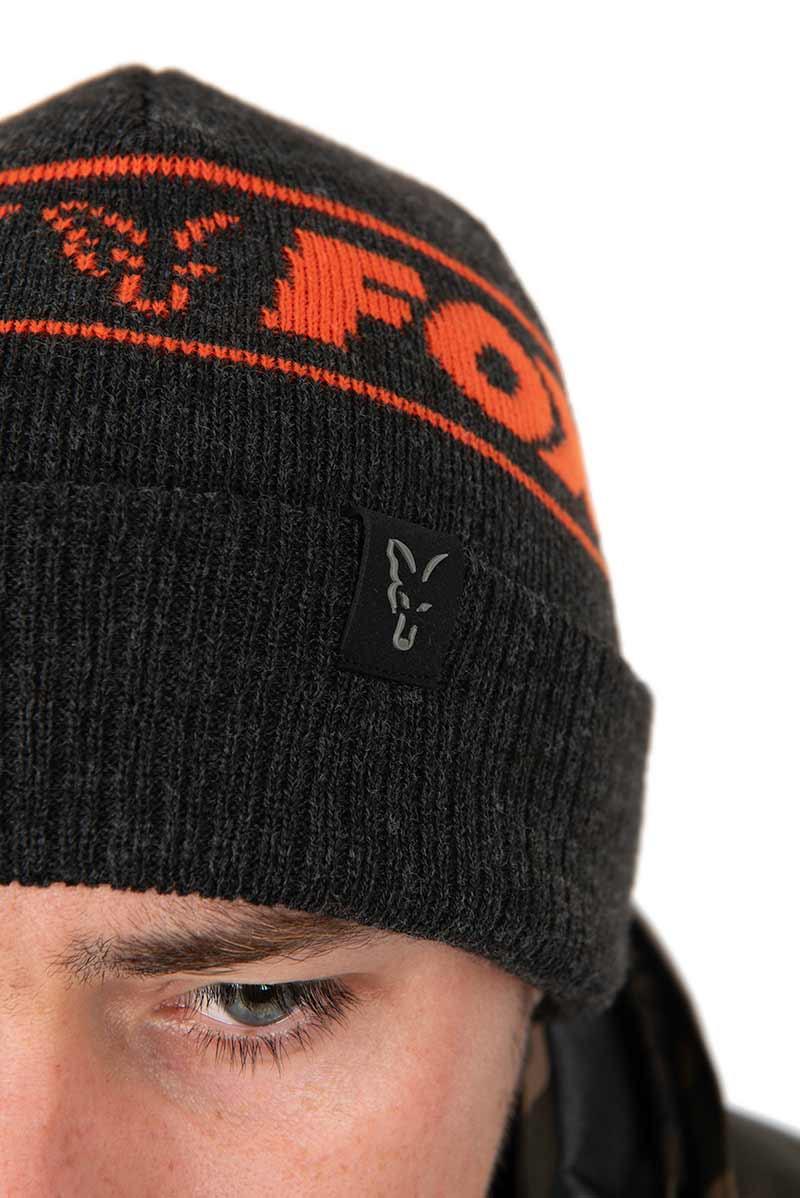 Fox Collection Beanie Hat Black & Orange