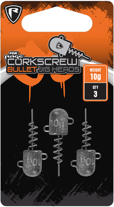Fox Rage Corkscrew Bullet Jig Heads (3 Pack)
