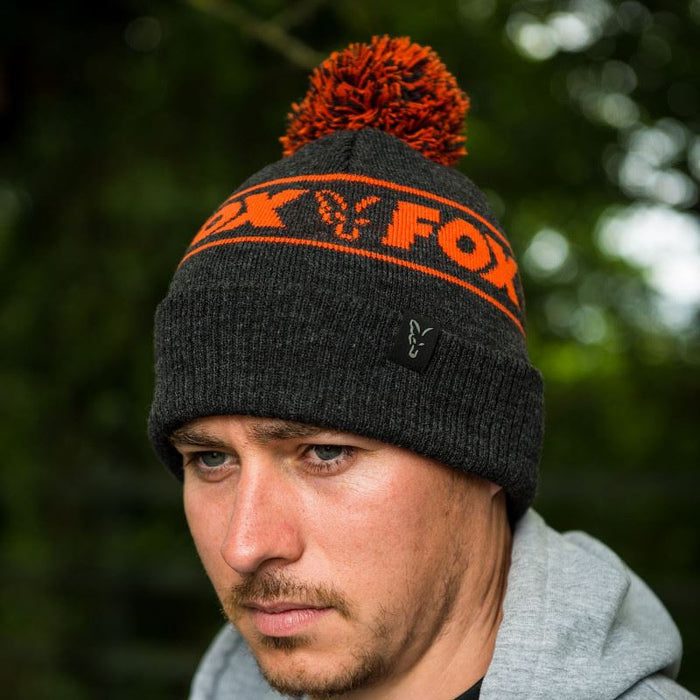Fox Collection Black & Orange Bobble Hat