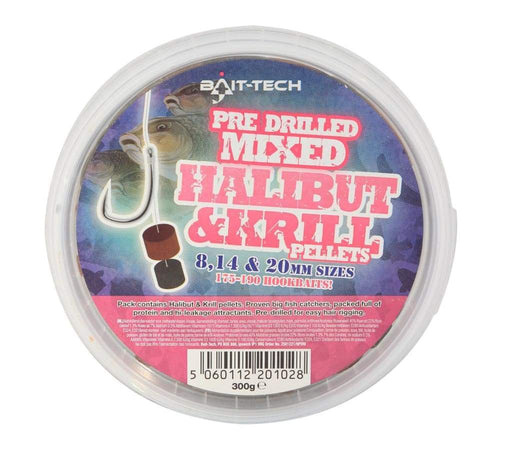 Bait-Tech Halibut & Krill Pre-Drilled Mixed Hookers 300g - Lobbys Tackle