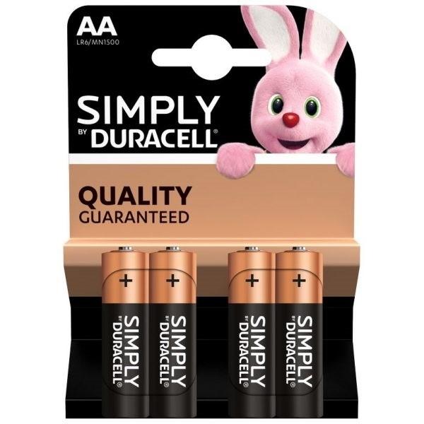 Duracell Simply Alkaline Batteries AA 4-Pack - Lobbys Tackle