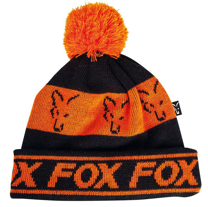 Fox Black & Orange Lined Bobble Hat - Lobbys Tackle