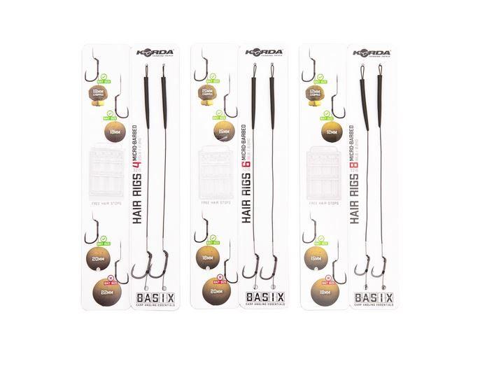 Korda Basix Wide Gape Ready Tied Hair Rigs - Lobbys Tackle