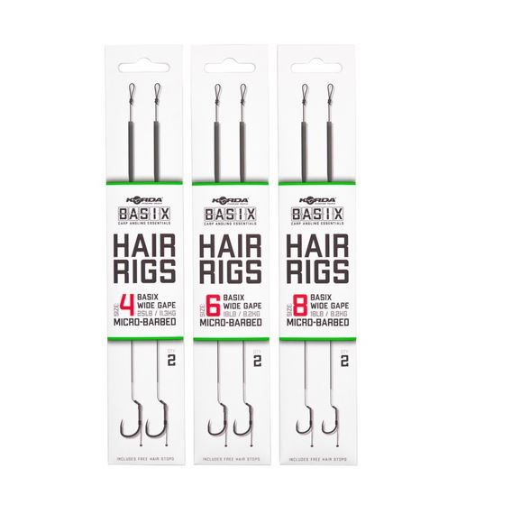 Korda Basix Wide Gape Ready Tied Hair Rigs - Lobbys Tackle