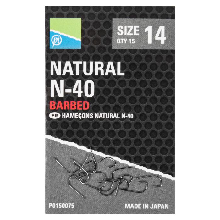 Preston Natural N-40 Barbed Hooks - Lobbys Tackle